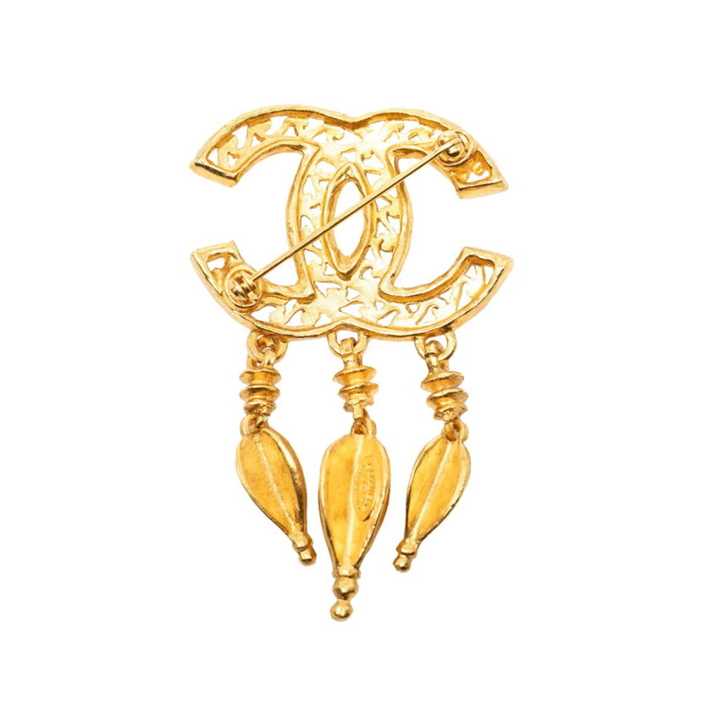 CHANEL Authentic Vintage Gold Logo Brooch - Picture 2 of 3